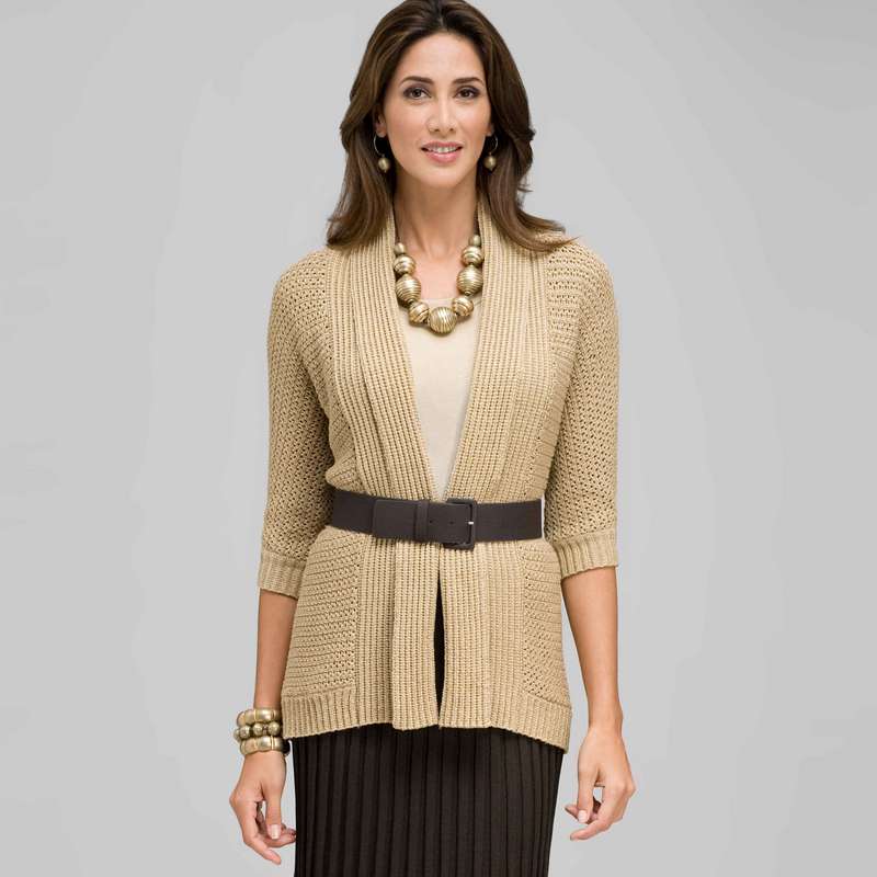 ノベルティステッチのベルト付きカーディガン, チノパン, large image number 0