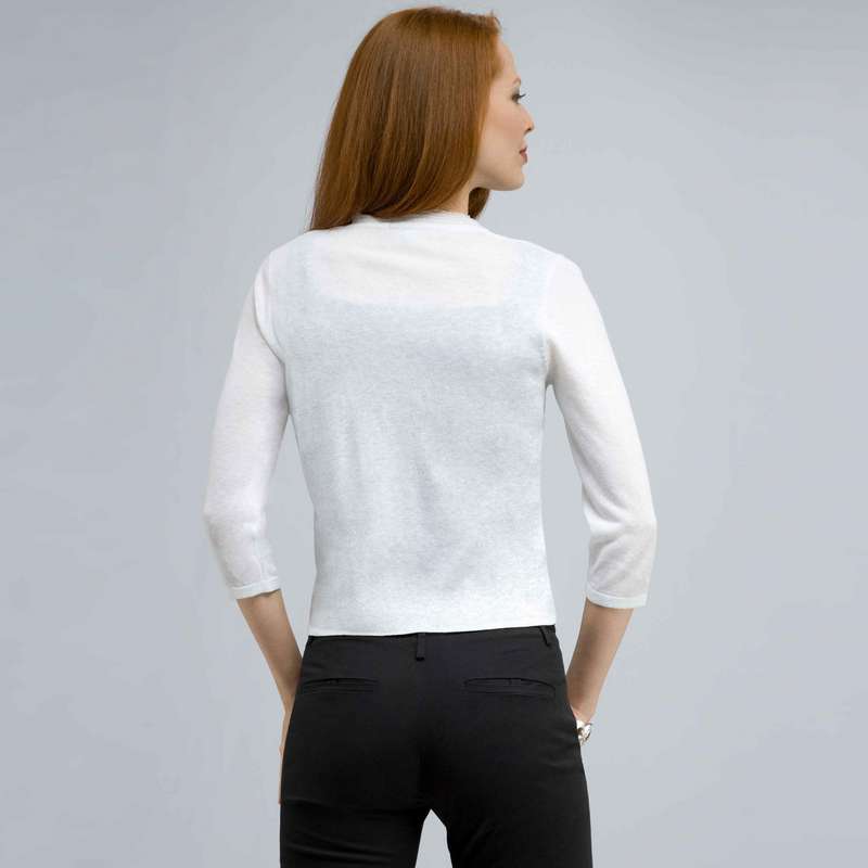 織トリムカーディガン, ホワイト, large image number 1