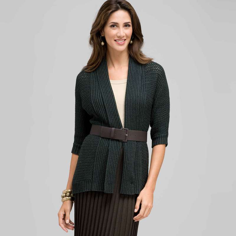 ノベルティステッチのベルト付きカーディガン, ローレル, large image number 0