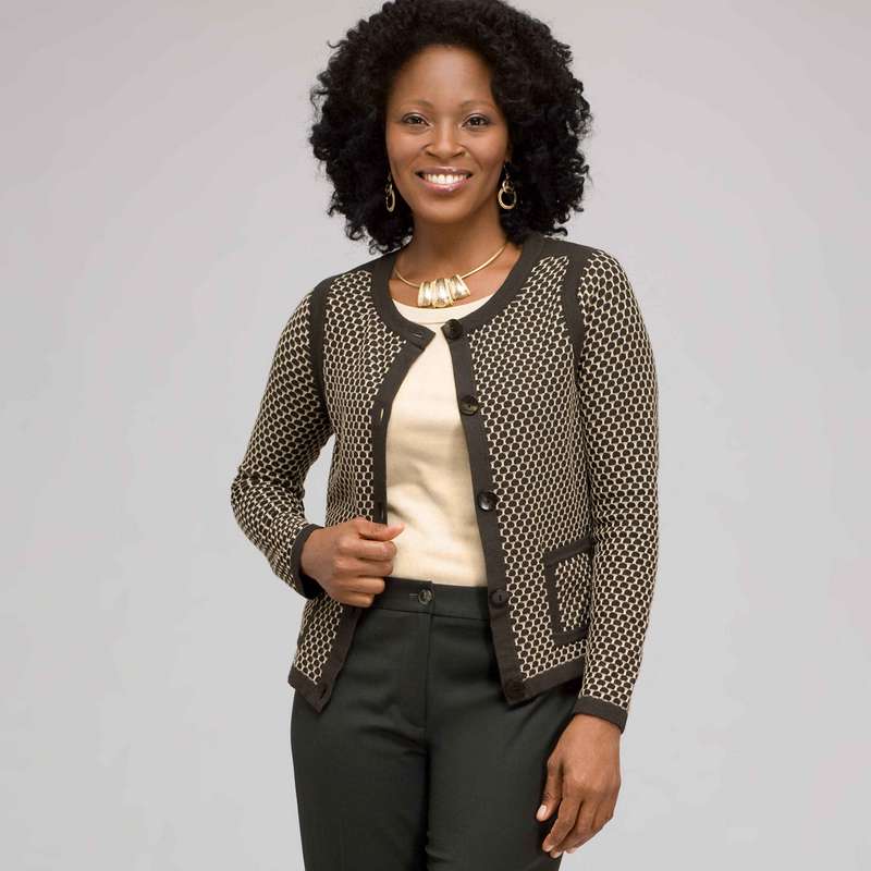 ドット柄カーディガン, ローレル/ チノ, large image number 0