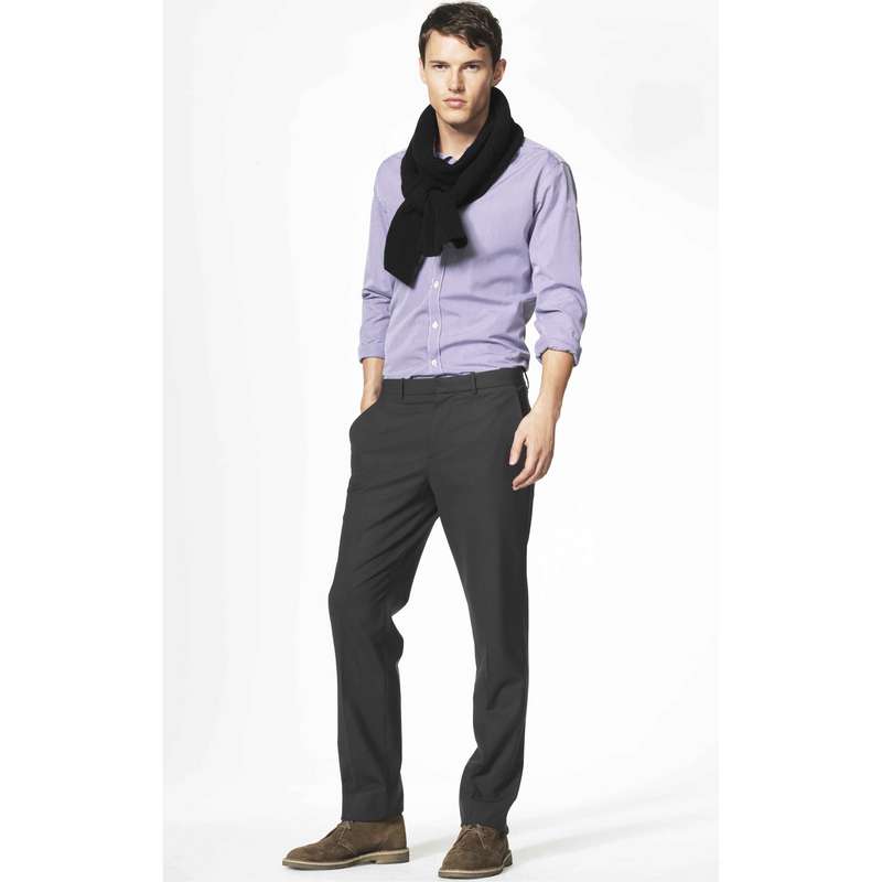 マイクロチェックストレートレッグパンツ, グレー, large image number 2