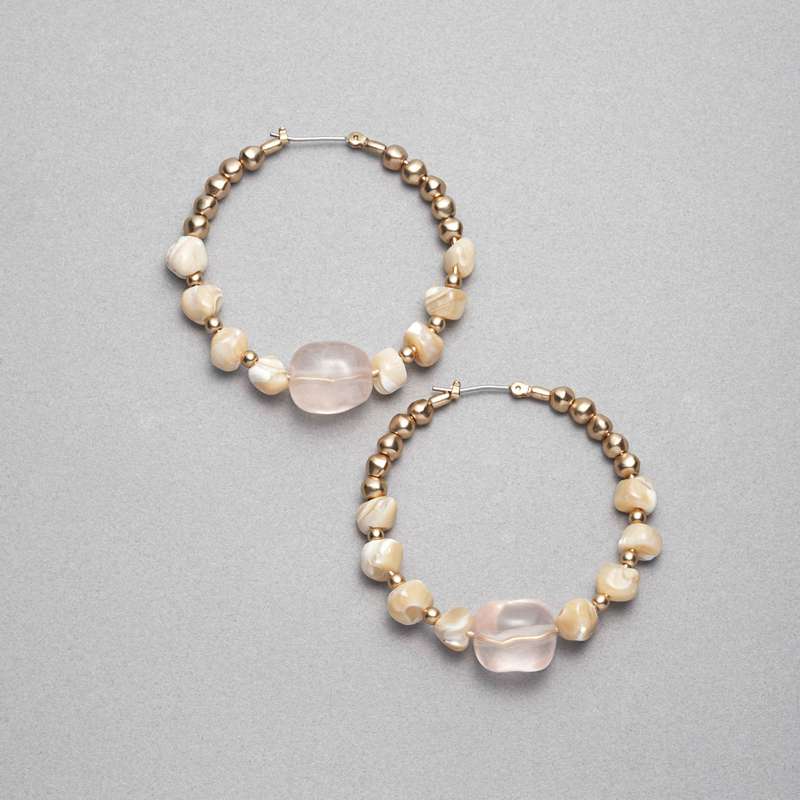 ピンク & ゴールドフープイヤリング, ゴールド, large image number 0