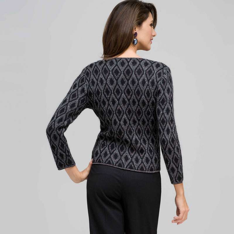 ルレックスパターンカーディガン, ブラックマルチ, large image number 1